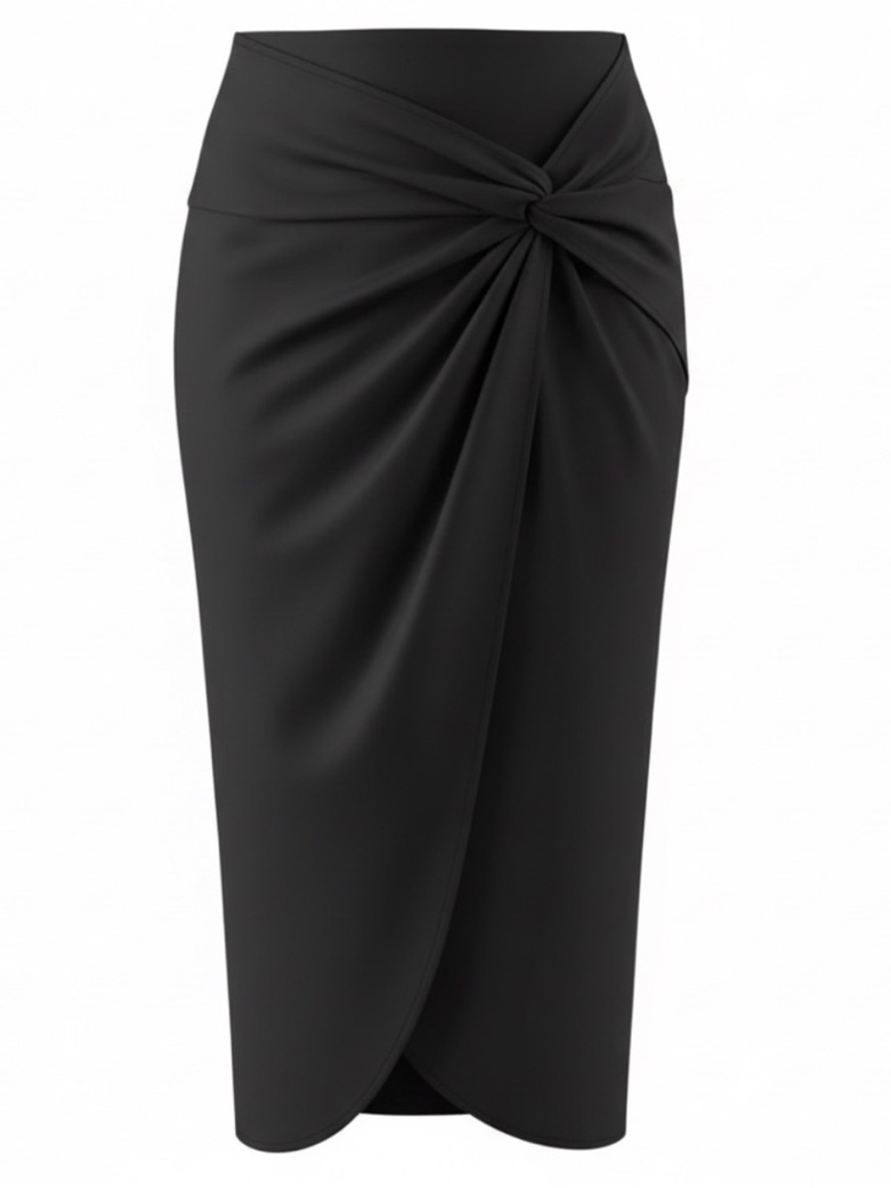 SHEIN Elegant Black Pencil Skirt with Knot Detail
